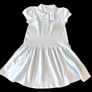 Toddler girl uniform pique Polo dress. Color Daybreak. Sz 5t.